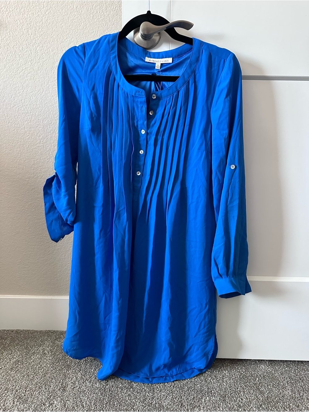 NWT Daniel Rainn Cobalt/Royal Blue Pintuck Tunic Blouse — XS